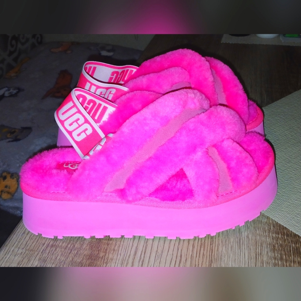 Hot pink ugg slides